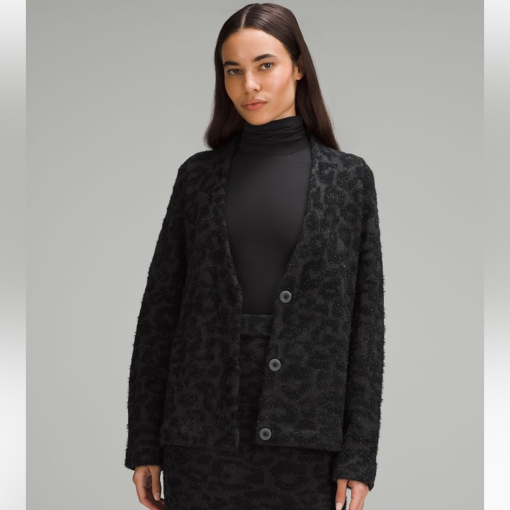 Wool-Blend Jacquard Cardigan Women’s Size Medium Sweater